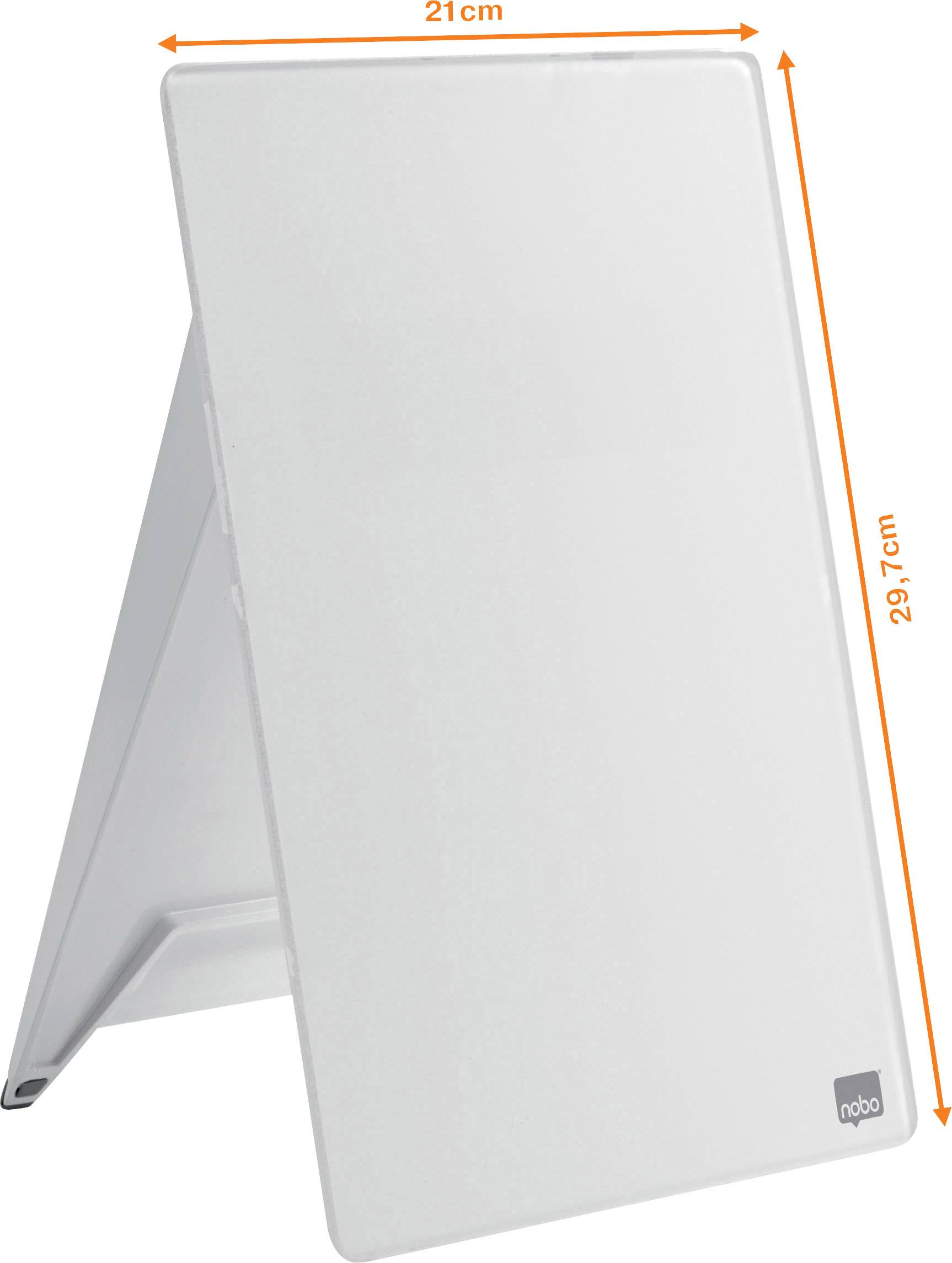 nobo Glazen notitiebord Diamond Glass Desktop (b x h) 216 mm x 297 mm Stralend wit Incl. tafelstandaard, Incl. boardmarker
