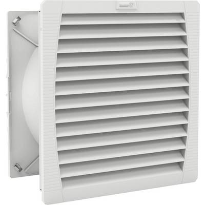 Bijela ventilacijska klapna s horizontalnim lamelama, pogodna za prozračivanje prostorija. Kvadratnog dizajna s rebrастim uzorkom.