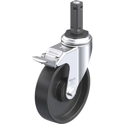 Industrijska okretna kotačica od metala i plastike sa sivom kočnicom. Podesiva za upotrebu u transportnim i namještajnim uređajima.