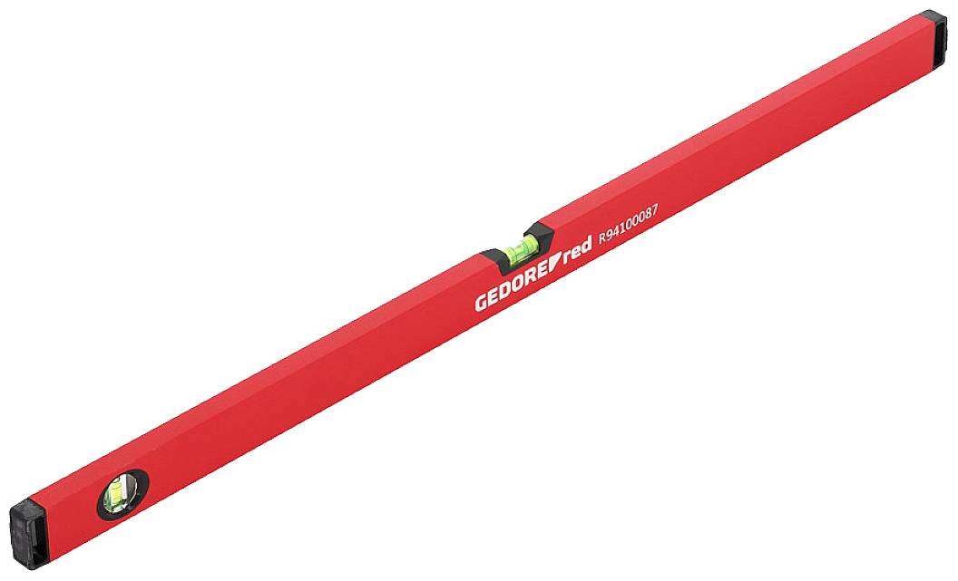 Crvena libela s dvije mjehurnice i natpisom 'GEDORE red R94100087'. Podesiva za usmjeravanje i izravnavanje površina.