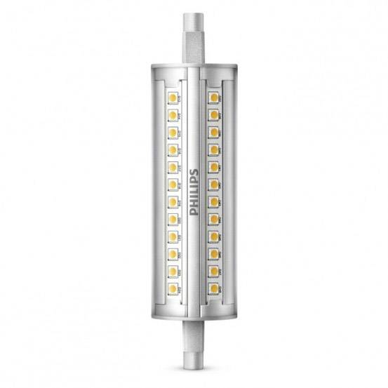 LED-lampa s cilindričnom bazom i redovima malenih vidljivih svijetlećih točaka u srebrenom kućištu.