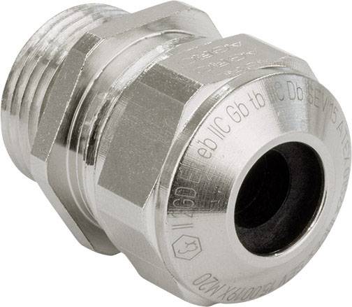 Metalna kabelska uvodnica sa navojem i ugrađenim brtvenim prstenom; pogodna za industrijske primjene.