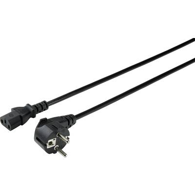 Crni mrežni kabel sa Schuko utikačem i IEC C13 priključkom, pogodan za povezivanje računala ili drugih elektroničkih uređaja.