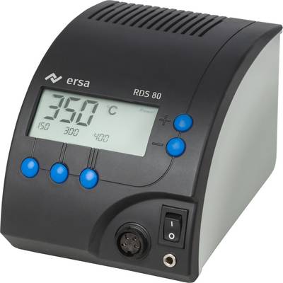 Stanica za lemljenje s digitalnim zaslonom koji pokazuje '350 °C', tri tipke pored njega. Marka 'ersa', model 'RDS 80', pogodan za precizno lemljenje.