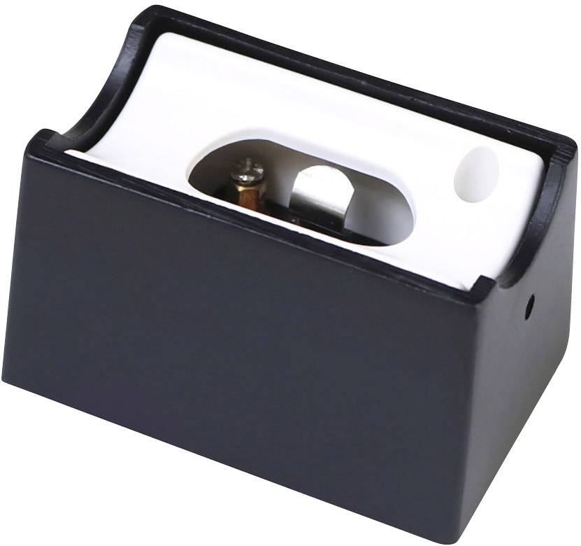 Crni šiljač olovaka pravokutnog oblika s otvorom na vrhu za uvlačenje olovke.