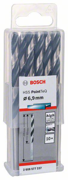 Bosch HSS PointTeQ set svrdala, 10 komada, Ø 6,9 mm, pogodan za brzo bušenje u metalu, plastici i drvu.