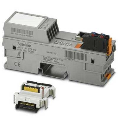 Sivi električni modul s natpisom 'Axioline' i priključcima na vrhu. Pored njega se nalazi manji mrežni adapter.
