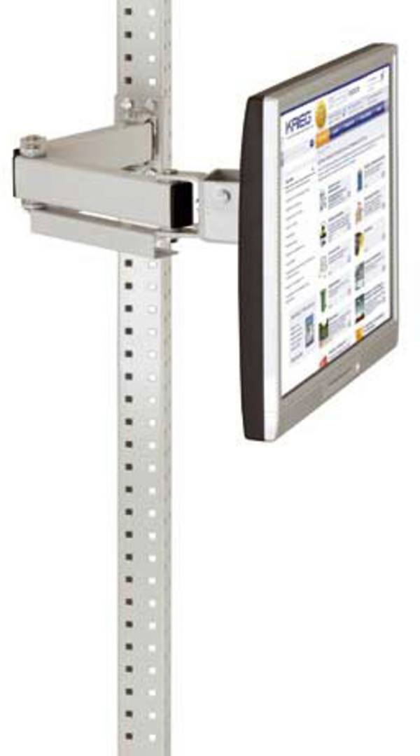 Manuflex LZ8207.9006 ESD ESD podrška za aluminijske portale s dvostrukim spojem od 500 mm, VESA adapter 100 mm, od aluminijskog srebra sličan RAL 9006 vodljivom