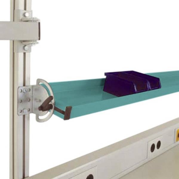 Manuflex LZ8292.5021 ESD Nagibna ESD konzola za pohranu za UNIVERSAL i CANTOLAB, korisna dubina 195 mm. Za širinu stola 1250 mm