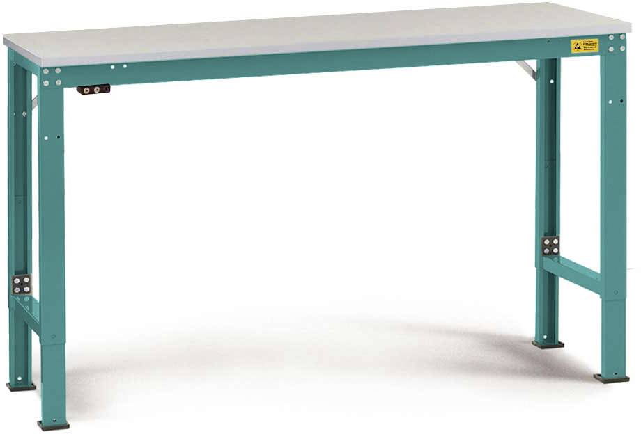 Manuflex LU7056.5021 ESD-werktafel universele speciale reden tafel met kunststof plaat, bxdxh = 1500 x 800 x 728-1028 mm Waterblauw