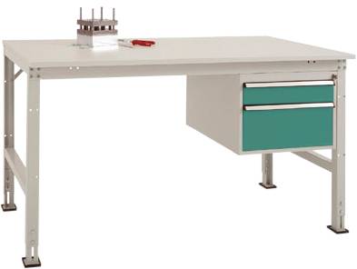 Manuflex AU5567.0001 Compleet werktafel reden universele standaard met kunststof plaat, bxdxh = 1500 x 800 x 760-870 mm Grijs, Groen