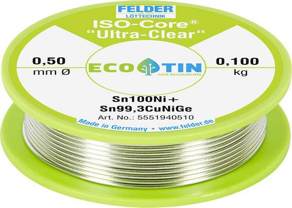 Felder ISO-Core "Ultra-Clear" Sn100Ni+ lemna žica, bezolovna svitak  Sn99,3CuNiG  0.100 kg 0.5 mm