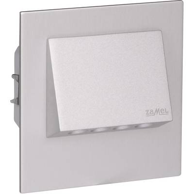 Srebrni LED zidni reflektor za naglašeno osvjetljenje s kvadratnim okvirom i zaobljenim štitom, pogodan za diskretno osvjetljenje prostora.