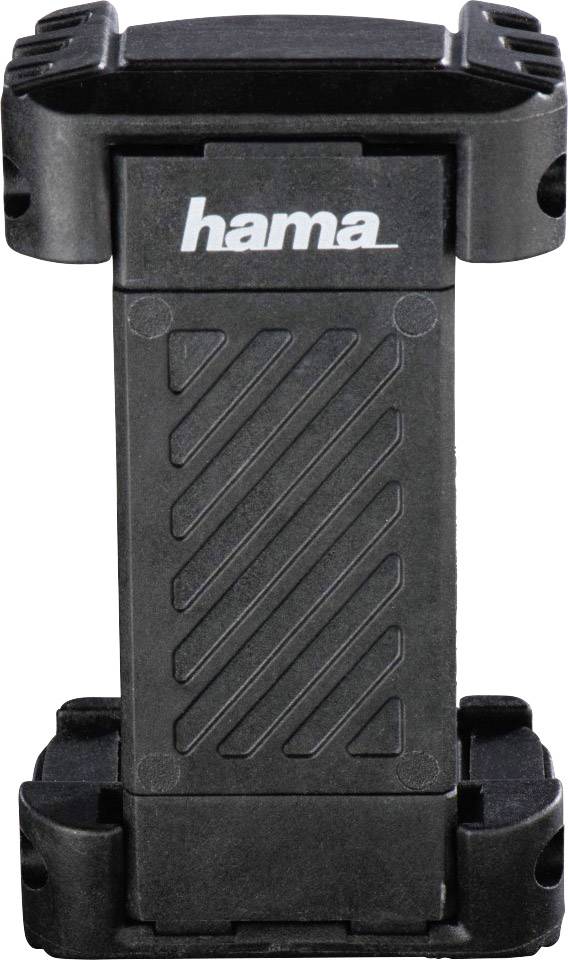 Crna nosač za smartphone s dijagonalnim linijskim uzorkom i logotipom marke 'hama' u bijeloj boji.