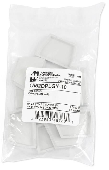 Hammond Electronics 1552DPLGY-10 End plate ABS kunststof Grijs (l x b x h) 51 x 76 x 23 mm 10 stuk(s)