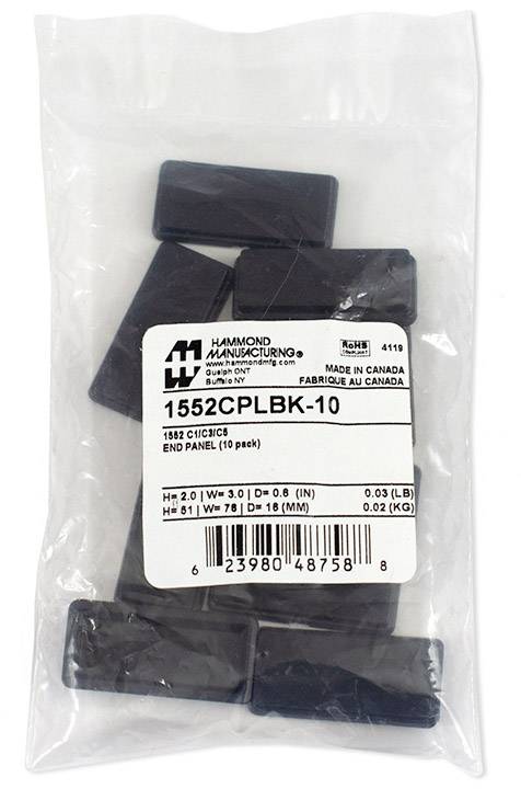 Hammond Electronics 1552CPLBK-10 End plate ABS kunststof Zwart (l x b x h) 51 x 76 x 16 mm 10 stuk(s)