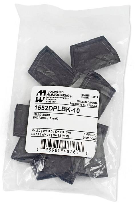 Hammond Electronics 1552DPLBK-10 End plate ABS kunststof Zwart (l x b x h) 51 x 76 x 23 mm 10 stuk(s)