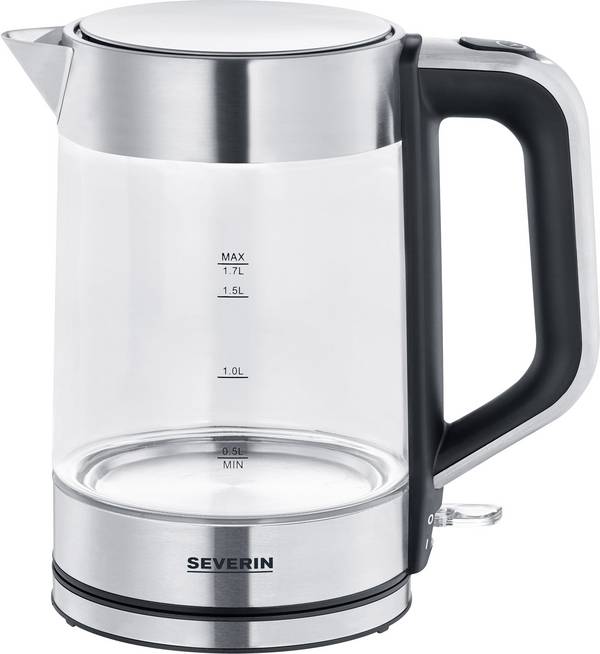 Severin WK 3420 kuhalo za vodu žičana staklo, plemeniti čelik (brušeni), crna Kapacitet: 1.7 l