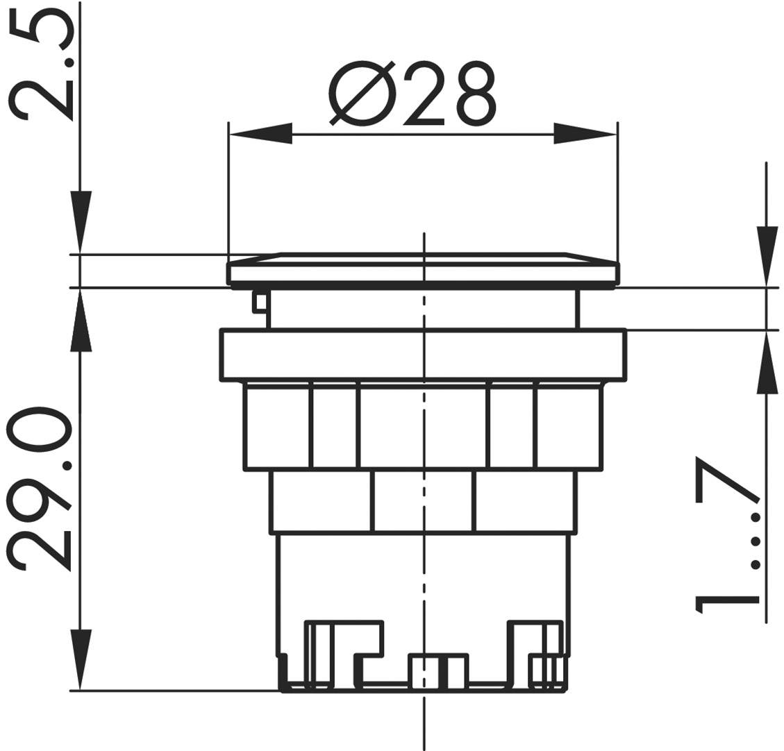 Tehnički crtež okruglog dijela promjera 28 mm i visine 29 mm. Mjere su navedene.