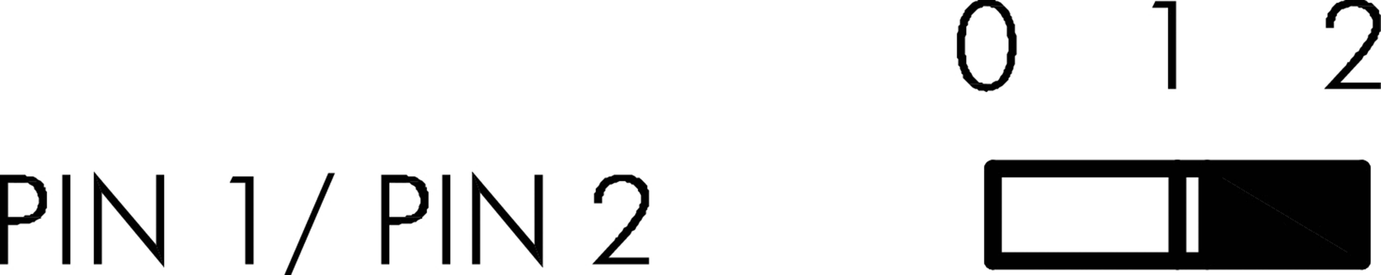 Preklopnik 'PIN 1 / PIN 2', prikazuje trenutnu postavku na broju 1. Pokazuje korisničke opcije odabira 0, 1, 2.