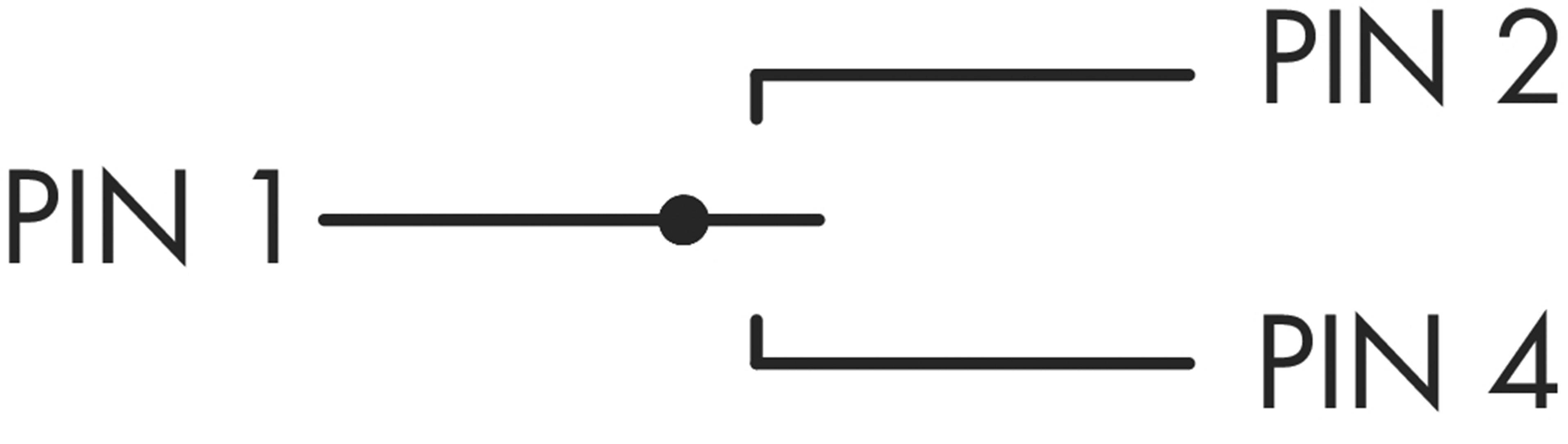 Sklopovni simbol pokazuje vezu između PIN-a 1 i PIN-a 2 te PIN-a 1 i PIN-a 4.