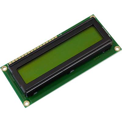 Pravokutni zeleni LCD zaslon s crnim rubovima i pinovima gore za elektroničko spajanje.