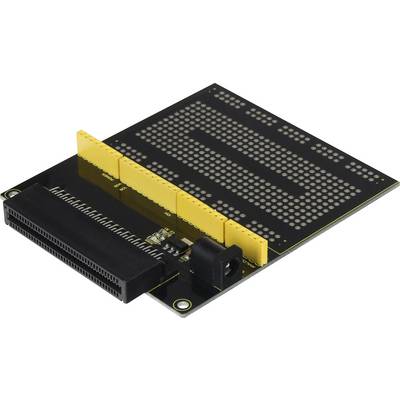Crna elektronička tiskana pločica s žutim priključcima i konektorima.