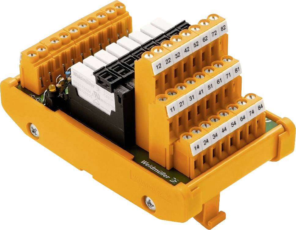 Tehnički priključni blok narančaste boje, s numeriranim stezaljkama za električne spojeve. Uglavnom namijenjen industrijskim primjenama.