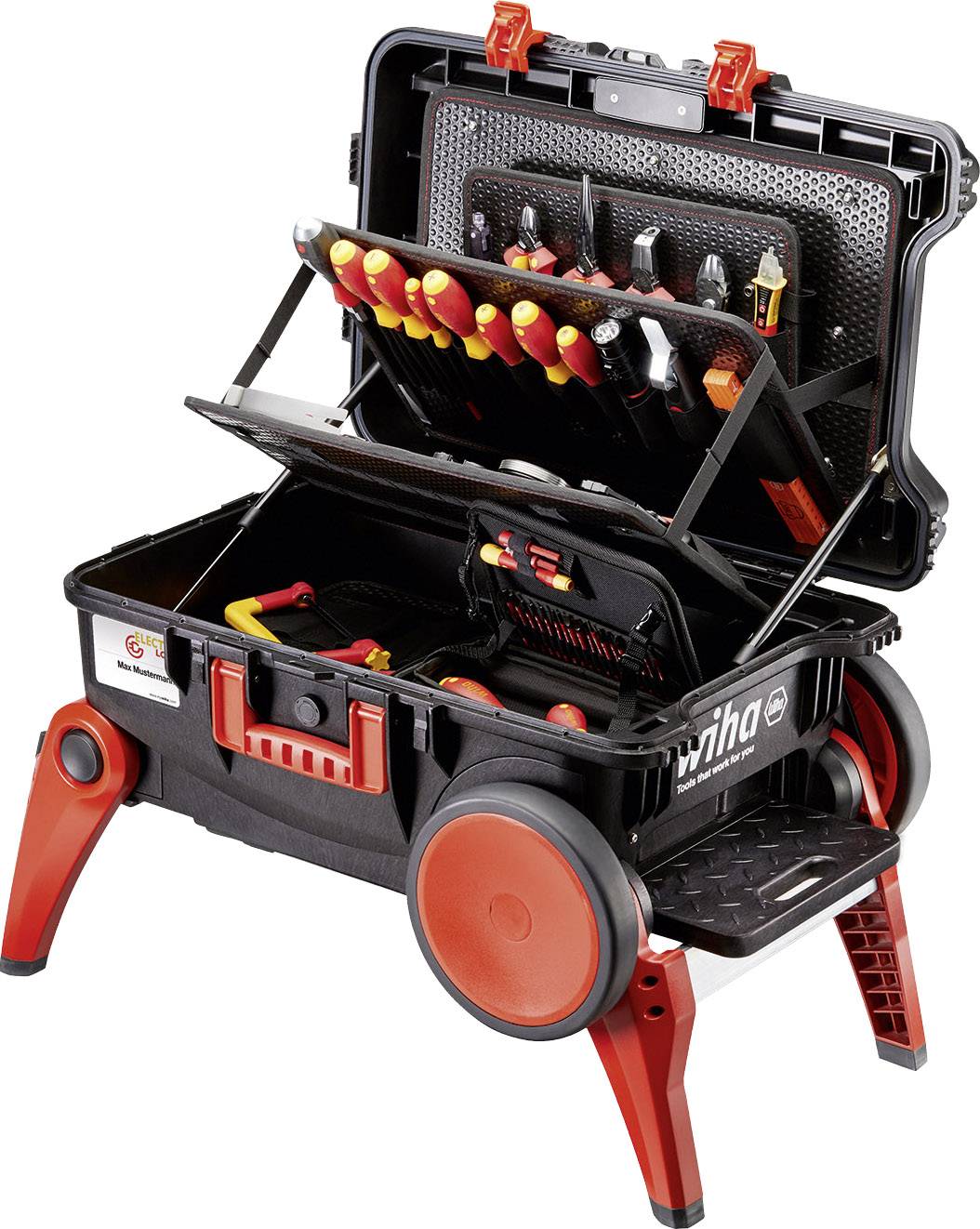 Wiha 44128 Elektriker, Hantverkare, Professionell, VDE Verktygsv&auml;ska med utrustning 104 delar (L x B x H) 680 x 497 x 336 mm