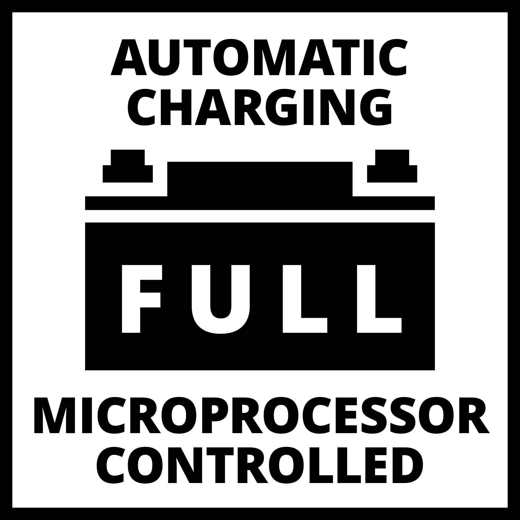 Potpuno punjenje automatski upravljano mikroprocesorom. Simbol baterije koji označava potpuno napunjeno stanje.