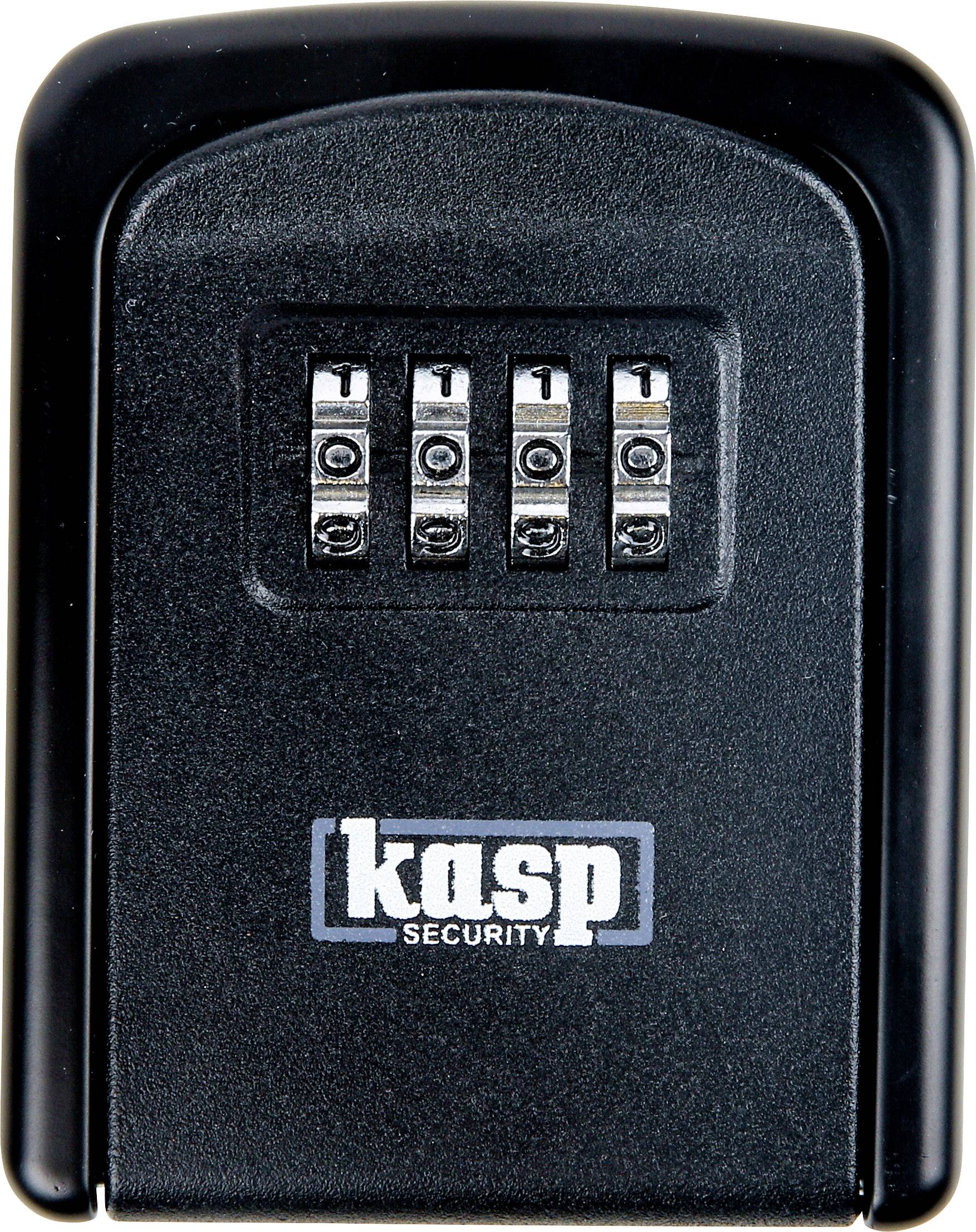 Crni sef za ključeve s četveroznamenkastom rotacijskom bravom marke 'kasp Security'. Idealan za sigurno čuvanje ključeva.