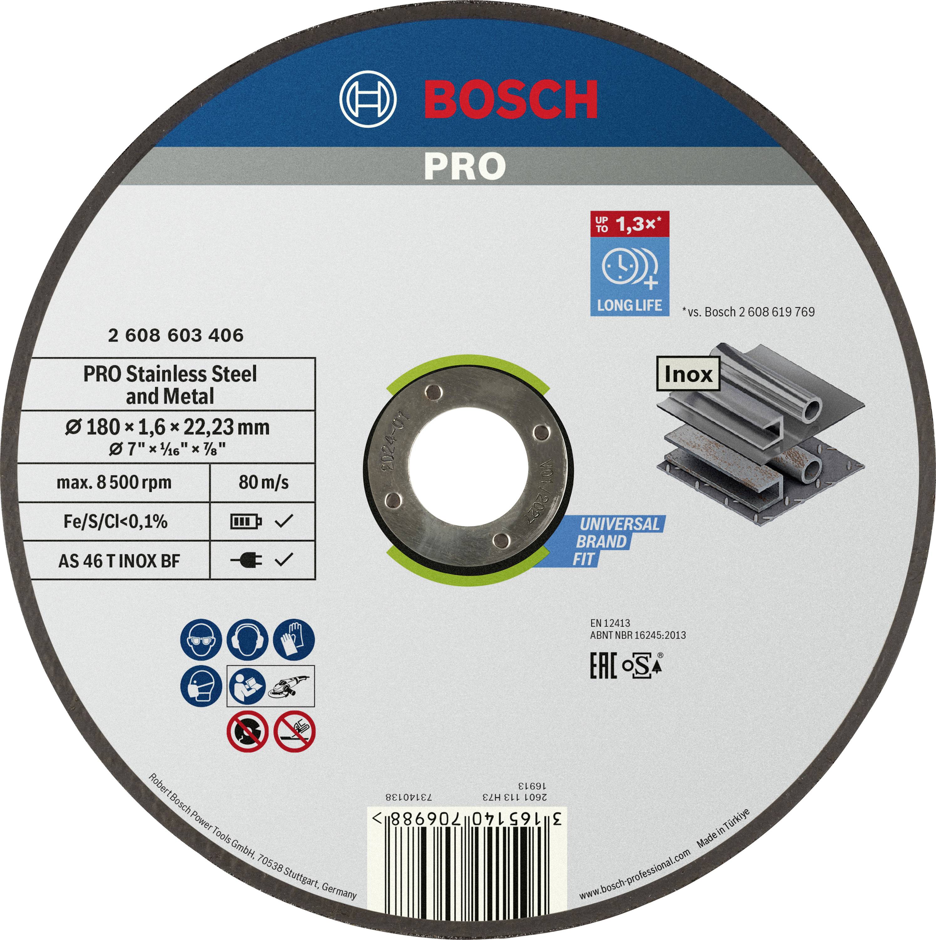 Bosch Accessories 2608603406 2608603406 Doorslijpschijf recht 180 mm 1 stuk(s) Staal