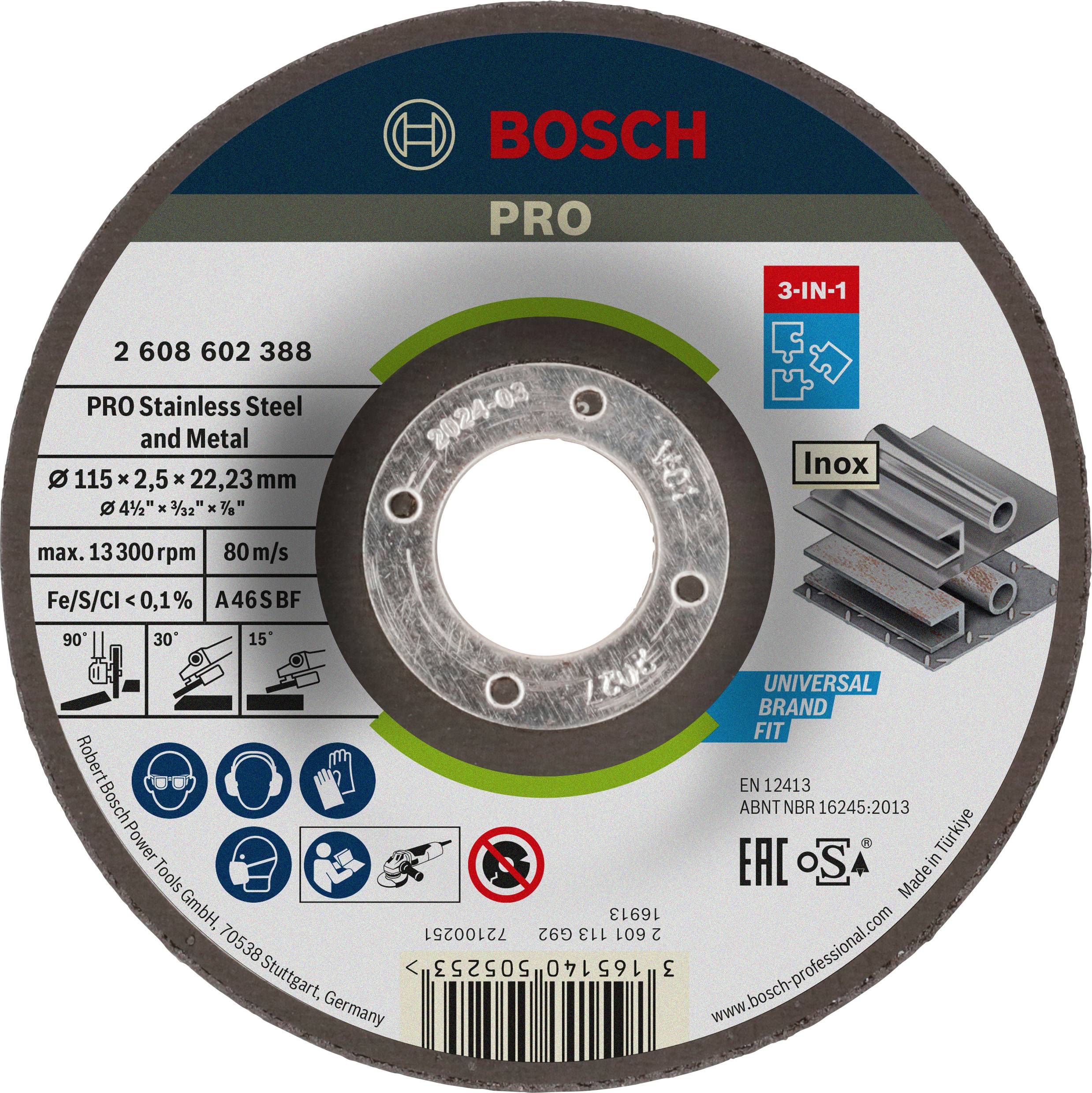 Bosch Accessories Bosch Power Tools 2608602388 Doorslijpschijf gebogen 115 mm 1 stuk(s) Metaal