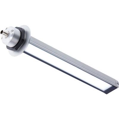 Duguljasta LED-svjetiljka pravokutnog oblika s cilindričnim priključkom, pogodna za industrijske primjene.