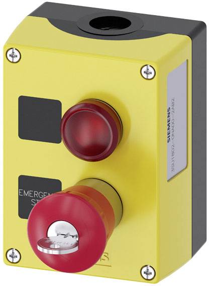 Siemens 3SU18020NA002AB2 3SU1802-0NA00-2AB2 kućište za podnu montažu, prednji prsten od metala, sa štitom 1 tipka crvena, crna, srebrna otpiranje ključem 1 St.