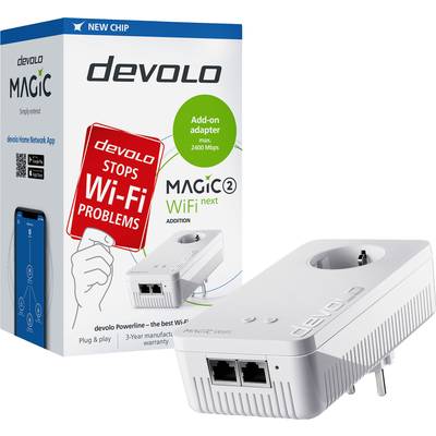 'Devolo Magic 2 WiFi next' mrežni adapter-box. Glavne značajke: Priključi i koristi, do 2400 Mbps, uključuje adapter za utičnicu.