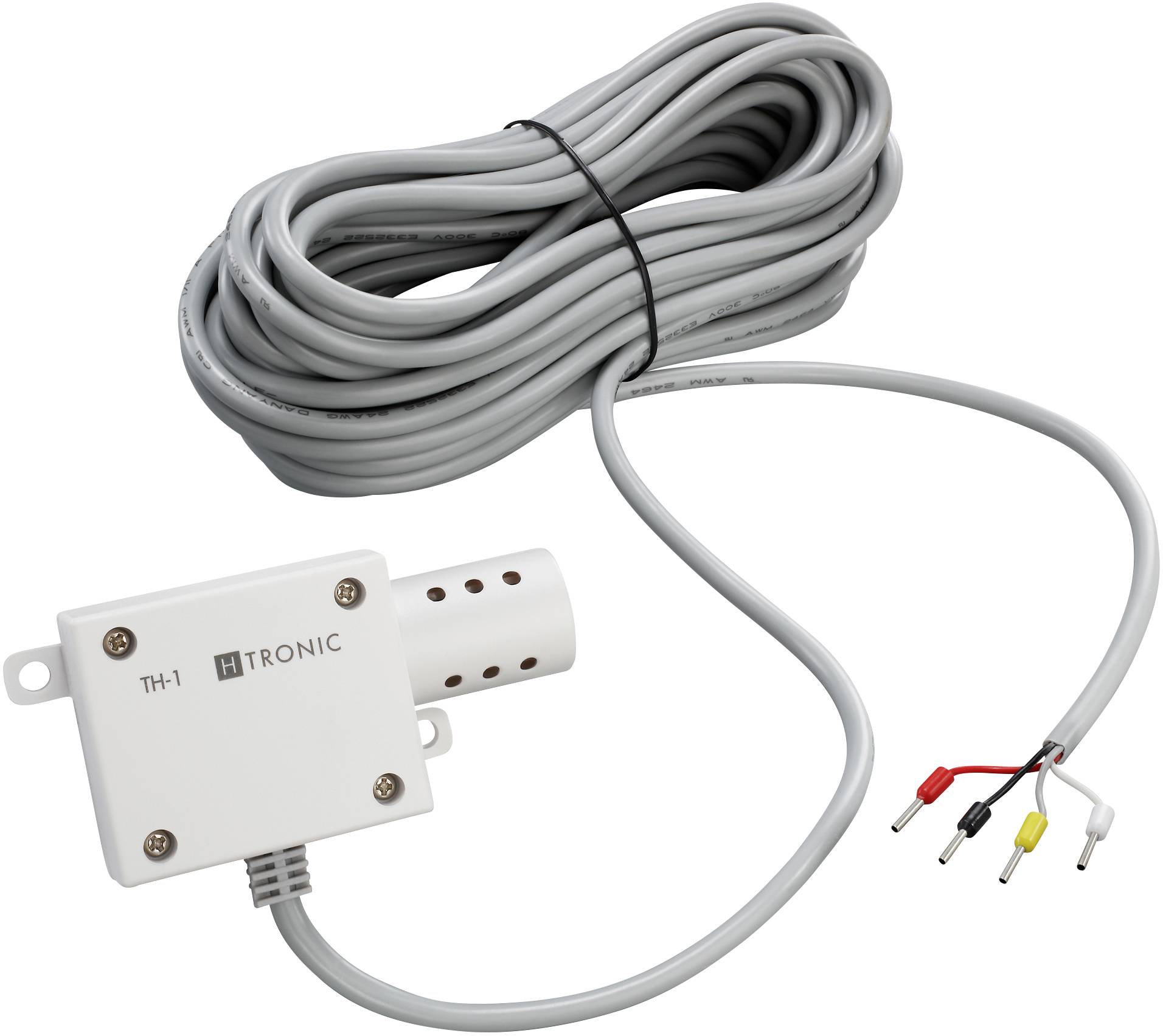Senzor s natpisom 'H-Tronic TH-1', povezan dugim, motanim kabelom i četiri gole, obojene žice.