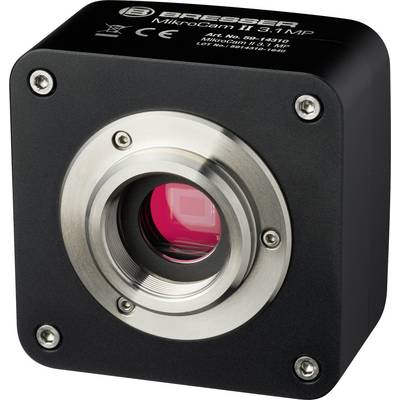 Crna mikroskopska kamera marke Bresser, model MikroCam II, 9,1 MP, sa srebrnim objektivom, podesna za precizne mikroskopske snimke.