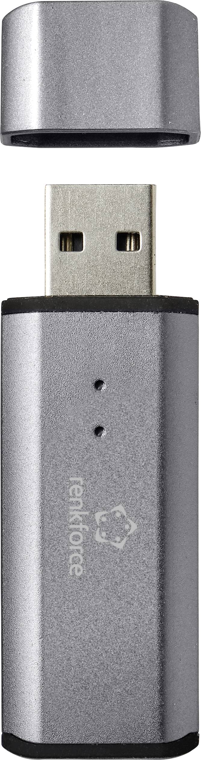 USB stick bez poklopca, srebrno kućište, prepoznatljiv logotip marke.