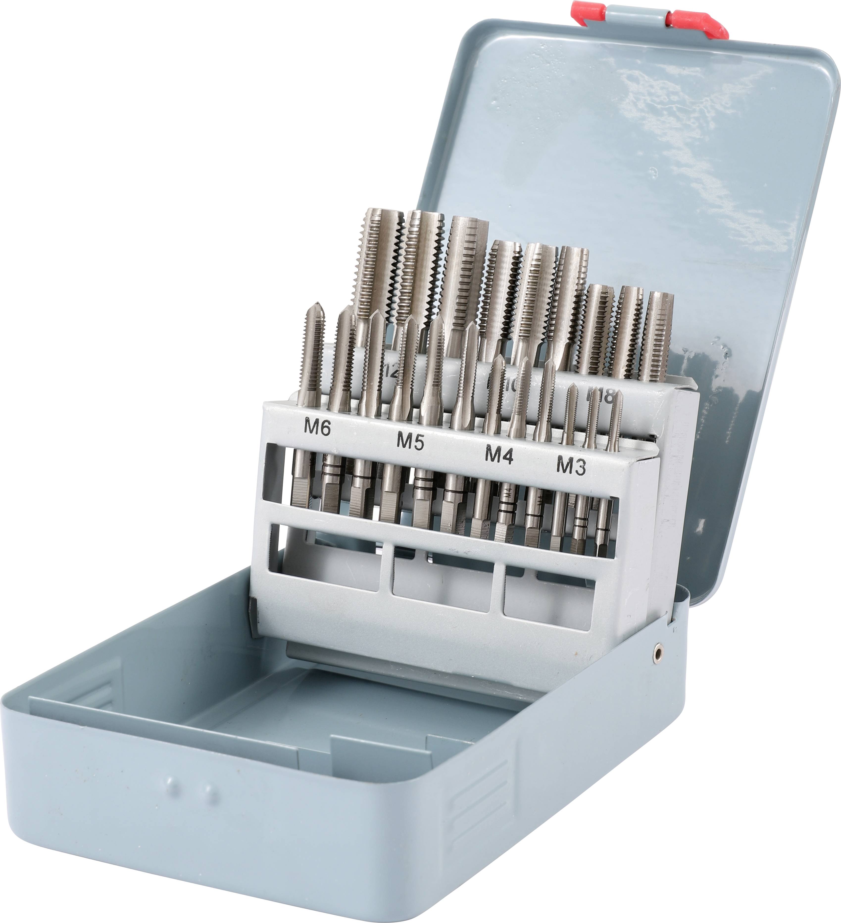 TOOLCRAFT TO-6800787 Schroefdraadsnijderset 21-delig Metrisch M3, M4, M5, M6, M8, M10, M12 Rechtssnijdend DIN 352 HSS 1 stuk(s)