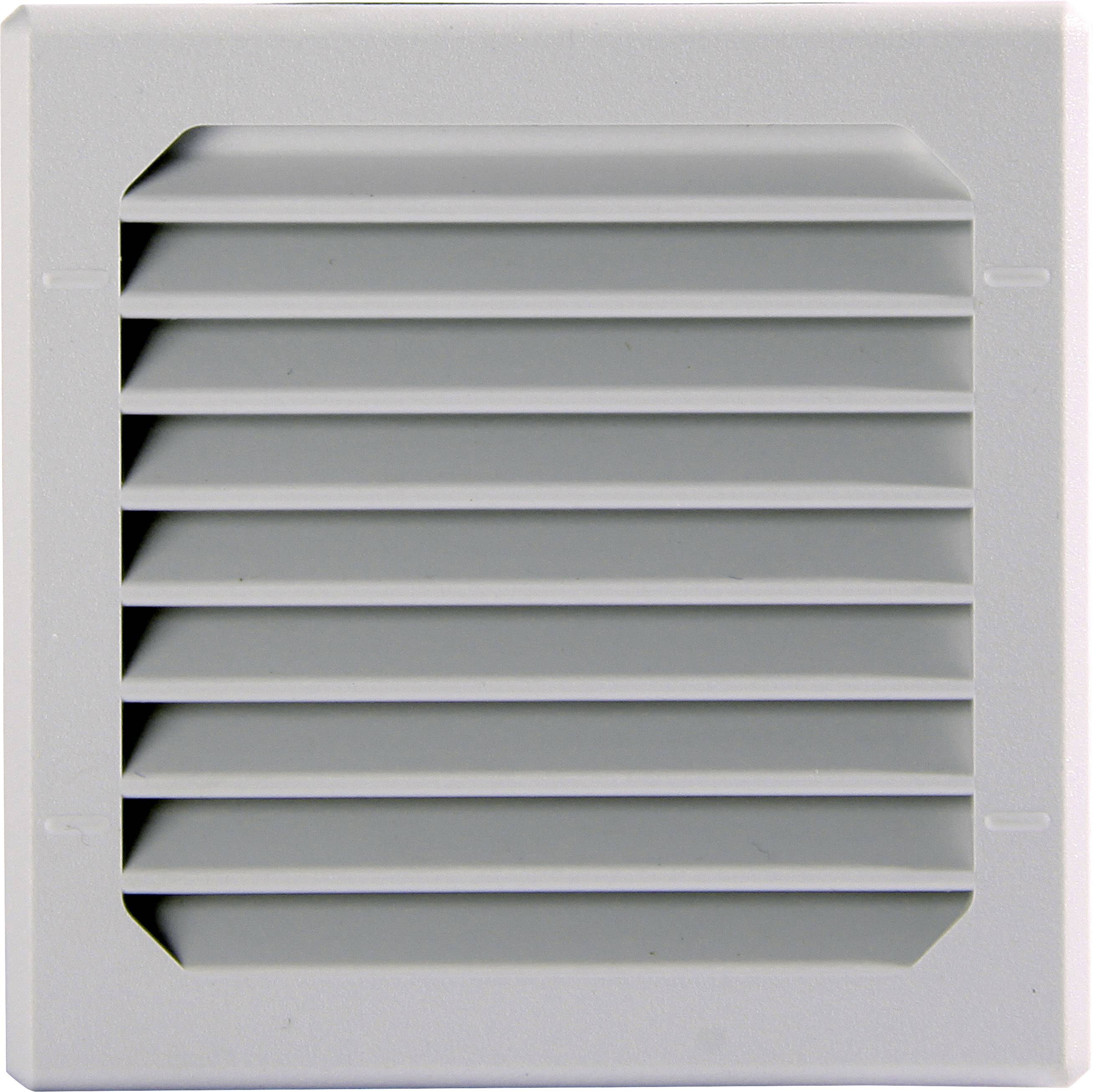 Bijeli pokrov za ventilaciju s horizontalnim lamelama, pogodan za montažu na zid ili strop.