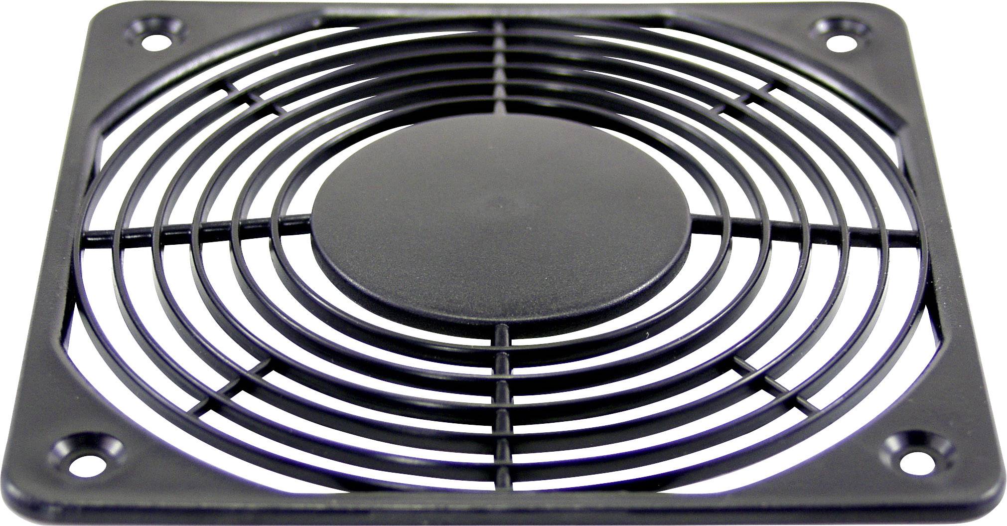 Crni ventilacijski rešetkasti poklopac za kućište računala s kružnim, koncentričnim dizajnom koji pruža zaštitu od prašine i vanjskih utjecaja.