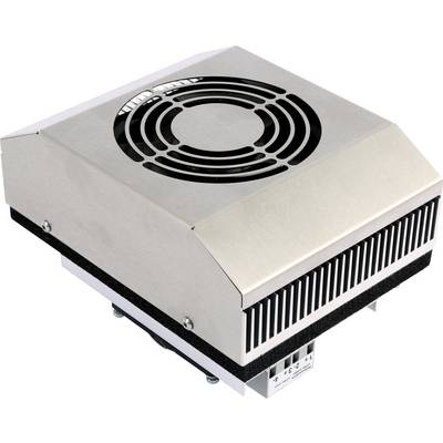 Srebrnosivi rashladni uređaj s ventilacijskim otvorima i ventilatorom na vrhu.