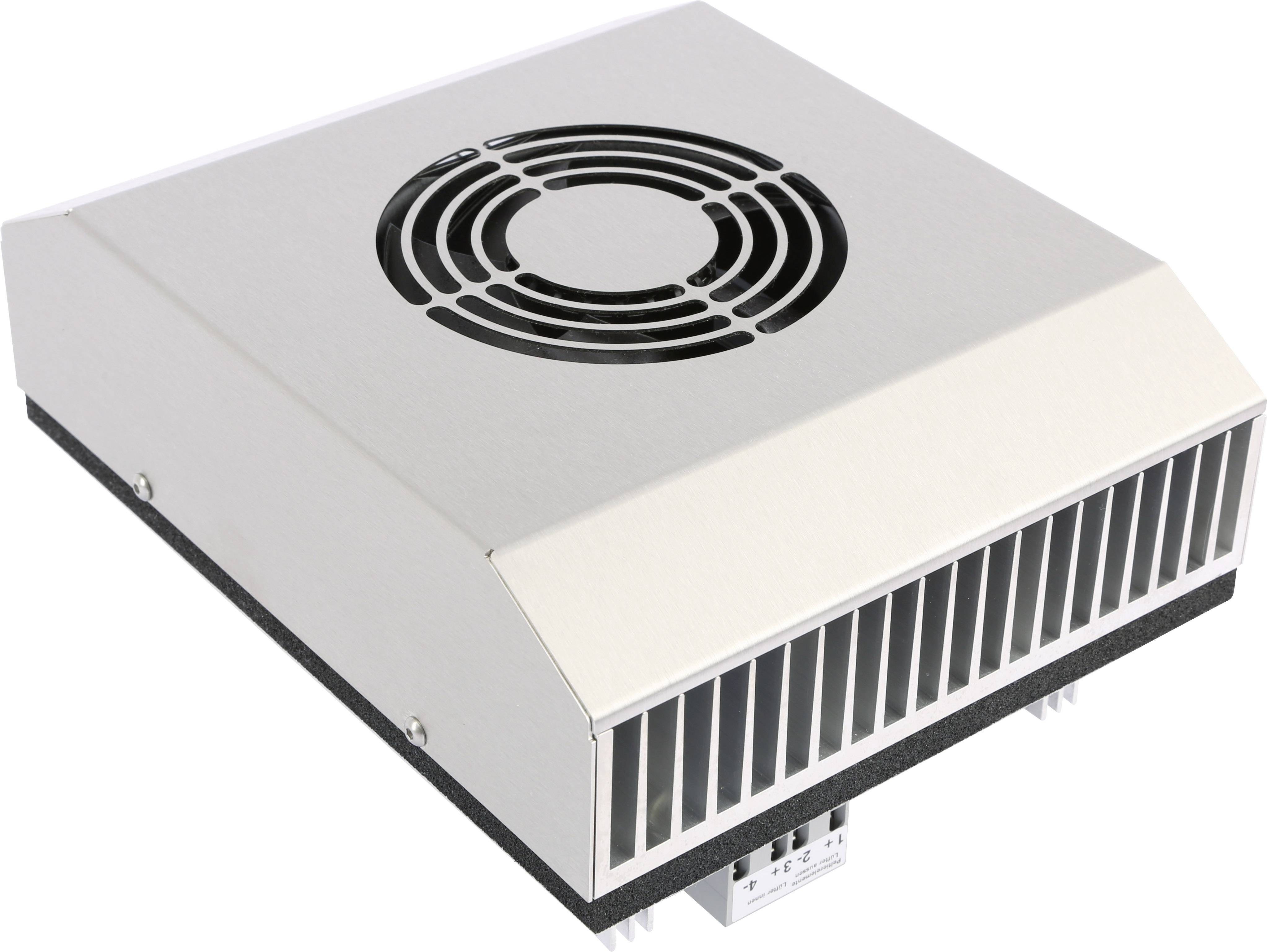 Kompaktni razvodni ormar s ventilatorom, srebreno kućište, crne ventilacijske rešetke na vrhu, pogodan za industrijske primjene.