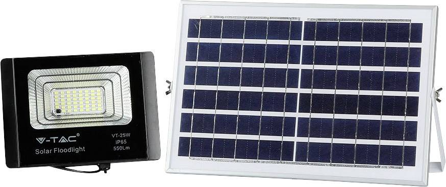 V-TAC solarni reflektorski reflektor i solarni panel, korišten za vanjsku rasvjetu, energetski učinkovit i ekološki prihvatljiv.