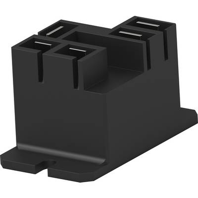 Crni plastični priključni adapter s nekoliko pravokutnih otvora za spajanje električnih komponenata.