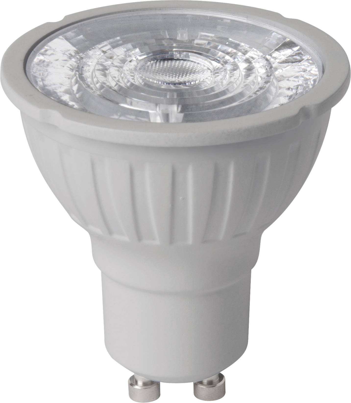 Bijela LED žarulja s GU10 contacts, pogodna za spotsko osvjetljenje.