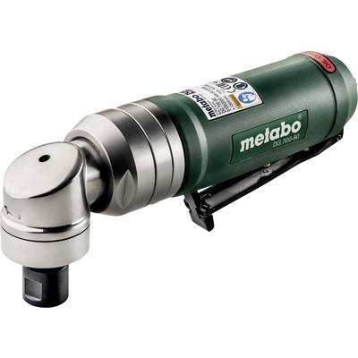 Zeleni pneumatski udarni brusilica Metabo DG 700-90 s kutnim metalnim glovom i bočnom ručkom na bijeloj pozadini.