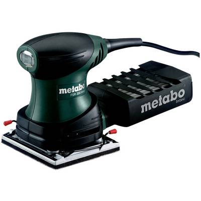 Zeleni i crni električni Metabo-Intec brusilica s pravokutnom bazom i ergonomskim dizajnom.