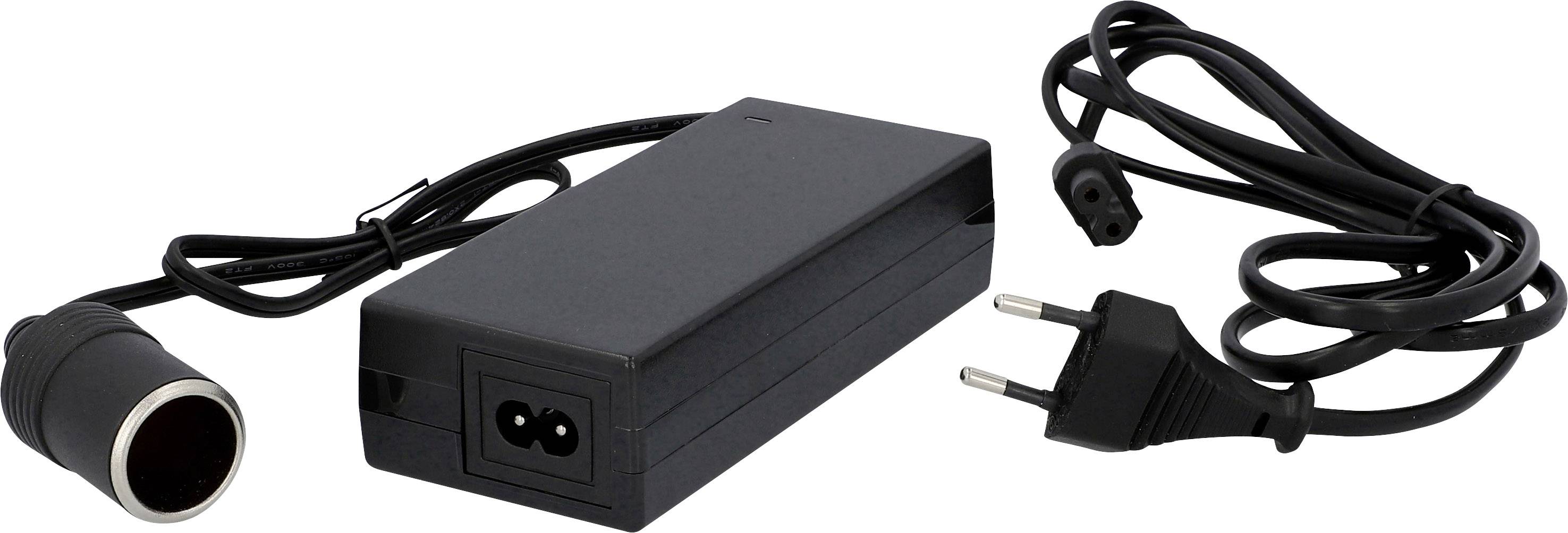Crni mrežni adapter s priključnim kabelima i europskim utikačem, pogodan za upotrebu u elektroničkim uređajima.